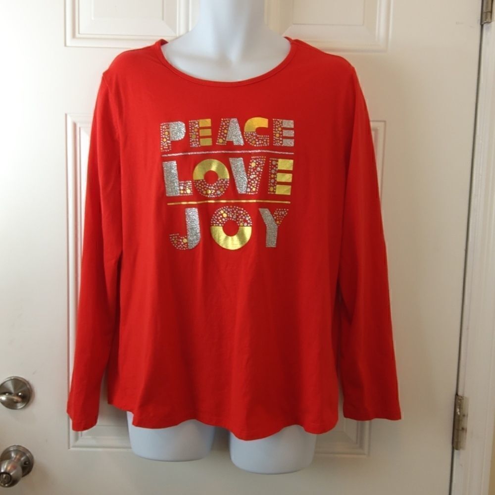 Holiday Time red Peace Love Joy T-shirt